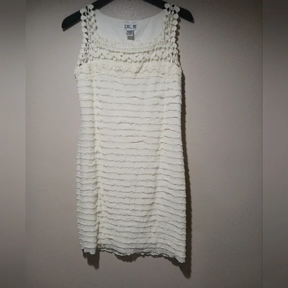 Final $4 Robbie Bee "Layered Dress with Crochet Neckline" Sz. 12 Ivory - Picture 1 of 5